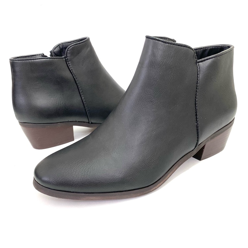 Reneeze Womens Ankle Boots Booties Size 9 Black Block Heel Zip Up